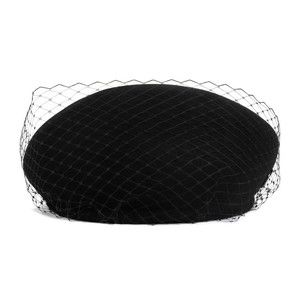 Maison Michel New Bonnie Veil Black Wool Felt Hat - NWT